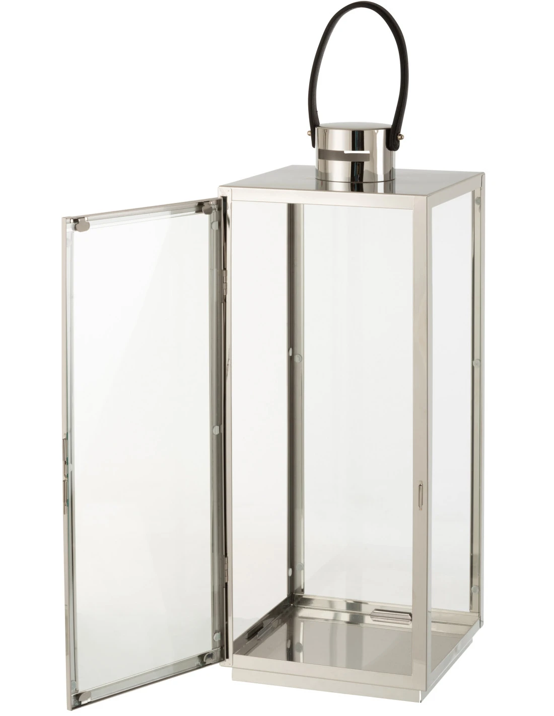 Lanterne Carrée En Métal/Verre Argenté 2 Lanterne Carrée En Métal/Verre Argenté – Image 2