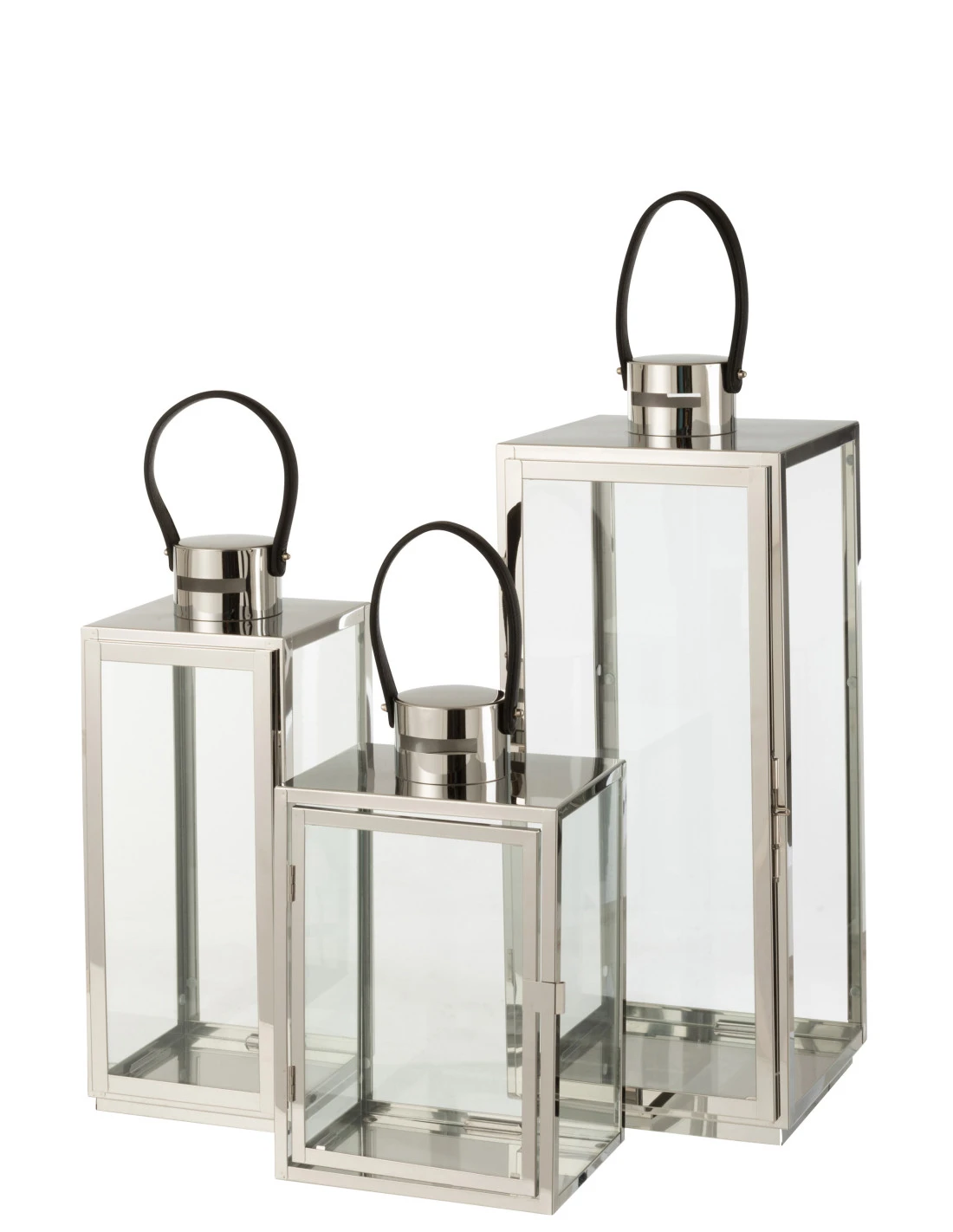 Lanterne Carrée En Métal/Verre Argenté 3 Lanterne Carrée En Métal/Verre Argenté – Image 3