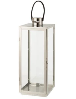 Lanterne Carrée En Métal/Verre Argenté