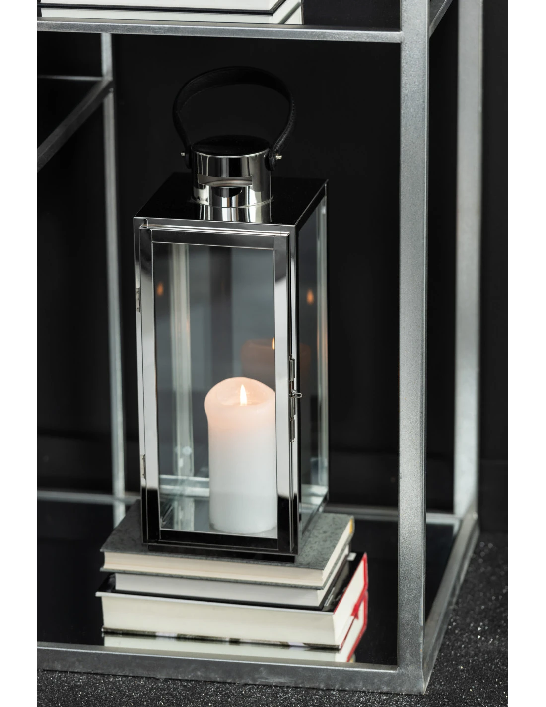 Lanterne Carrée En Métal/Verre Argenté 5 Lanterne Carrée En Métal/Verre Argenté – Image 5