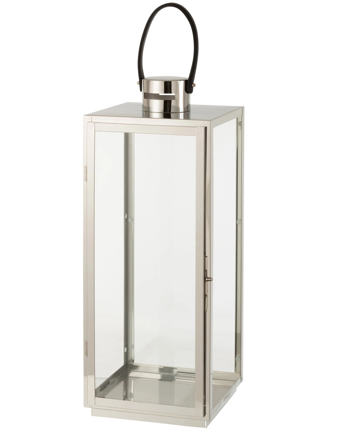 Lanterne Carrée En Métal/Verre Argenté 1 Lanterne Carrée En Métal/Verre Argenté