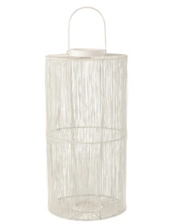 Lanterne En Métal Blanc Mat Grande