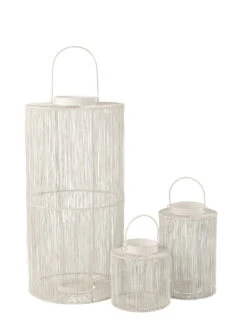 Lanterne En Métal Blanc Mat Grande -Magasin De Meubles De Qualité lanterne en metal blanc mat grande 3