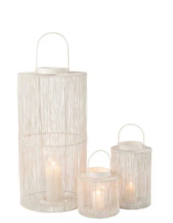 Lanterne En Métal Blanc Mat Grande -Magasin De Meubles De Qualité lanterne en metal blanc mat grande 4