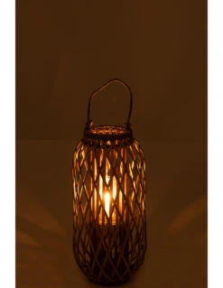 Lanterne En Bois De Saule Gris Petit -Magasin De Meubles De Qualité lanterne en saule bois gris 2