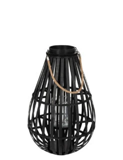 Lanterne En Forme De Goutte Bambou Noir Petit
