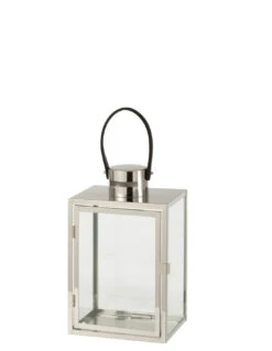 Lanterne Rectangle Métal/Verre Argent