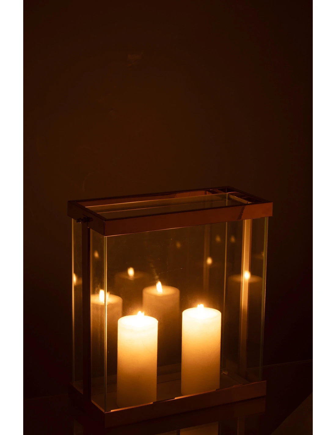 Lanterne Rectangulaire Enma En Fer/verre Cuivre Petit 3 Lanterne Rectangulaire Enma En Fer/verre Cuivre Petit – Image 3