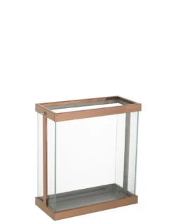 Lanterne Rectangulaire Enma En Fer/verre Cuivre Petit