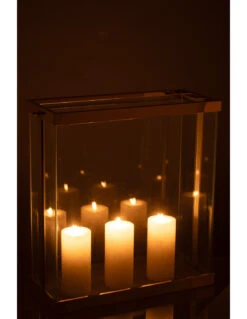 Lanterne Rectangulaire Enma En Fer/verre Doré, Grande -Magasin De Meubles De Qualité lanterne rectangulaire en fer et verre dore de grande taille 2