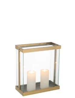 Lanterne Rectangulaire Enma En Fer/verre Doré Petit