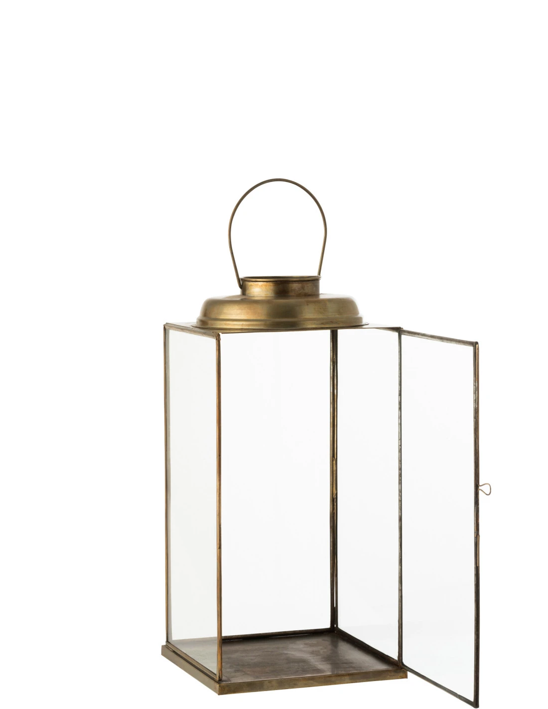 Lanterne Carrée Basse En Verre Antique/bronze En Fer Petit 2 Lanterne Carrée Basse En Verre Antique/bronze En Fer Petit – Image 2