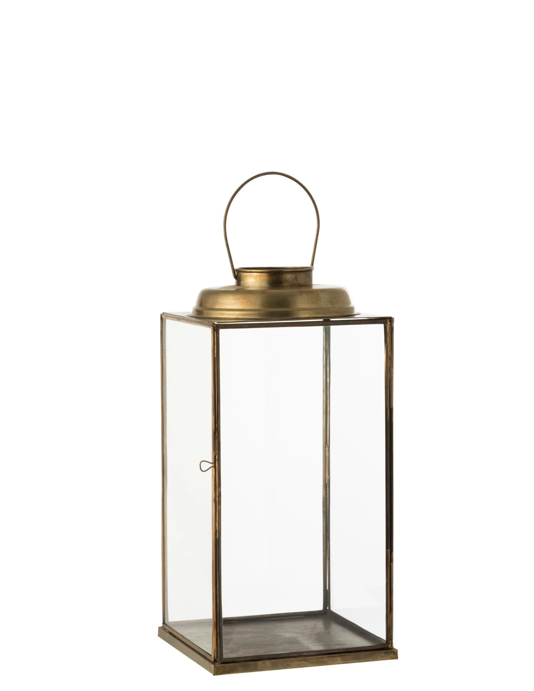 Lanterne Carrée Basse En Verre Antique/bronze En Fer Petit 1 Lanterne Carrée Basse En Verre Antique/bronze En Fer Petit