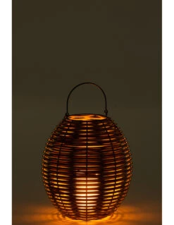 Lanterne Tissée En Plastique Naturel à LED De Taille Moyenne -Magasin De Meubles De Qualité lanterne tissee led plastique blanche 2