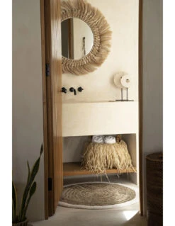 Le Tapis Rond En Seagrass Et Coton - Blanc Naturel - 100 -Magasin De Meubles De Qualité le tapis rond en seagrass et coton blanc naturel 100 3