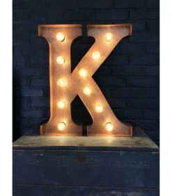Lettre Lumineuse Métal "K" Couleur Rouille
