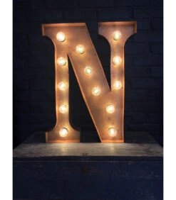 Lettre Lumineuse Métal "N" Couleur Rouille