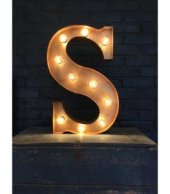 Lettre Lumineuse Métal "S" Couleur Rouille
