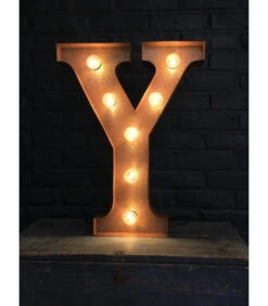 Lettre Lumineuse Métal "Y" Couleur Rouille