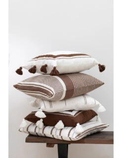 Lignes De Coussin En Coton Blanc/marron 5 Lignes De Coussin En Coton Blanc/marron -Magasin De Meubles De Qualité lignes de coussin en coton blancmarron 2