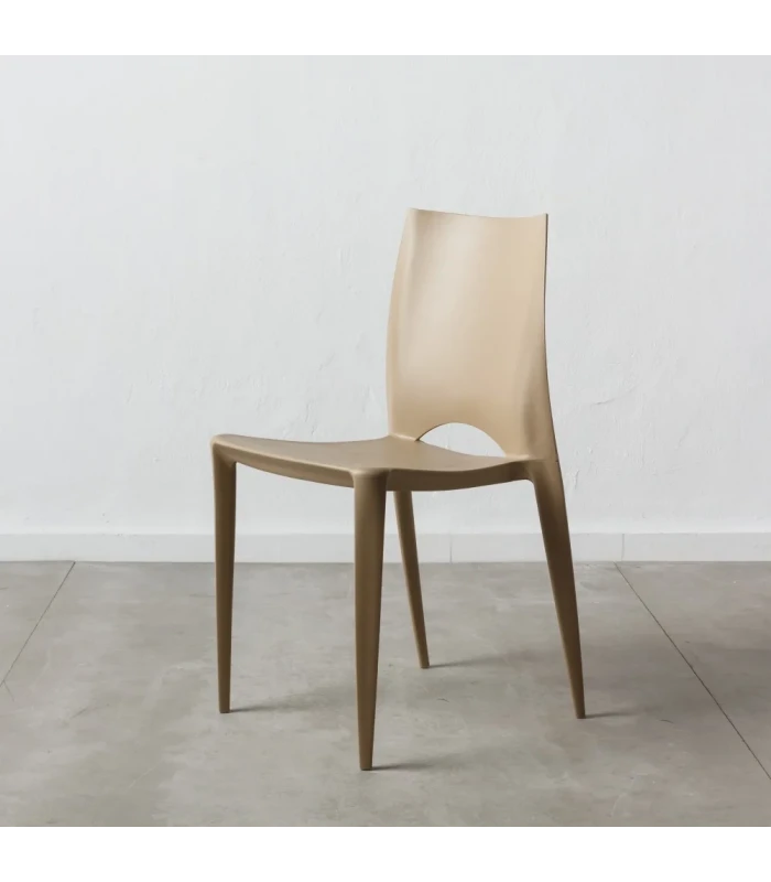 Lot De 4 Chaises Galaxy Empilables Beige 2 Lot De 4 Chaises Galaxy Empilables Beige – Image 2