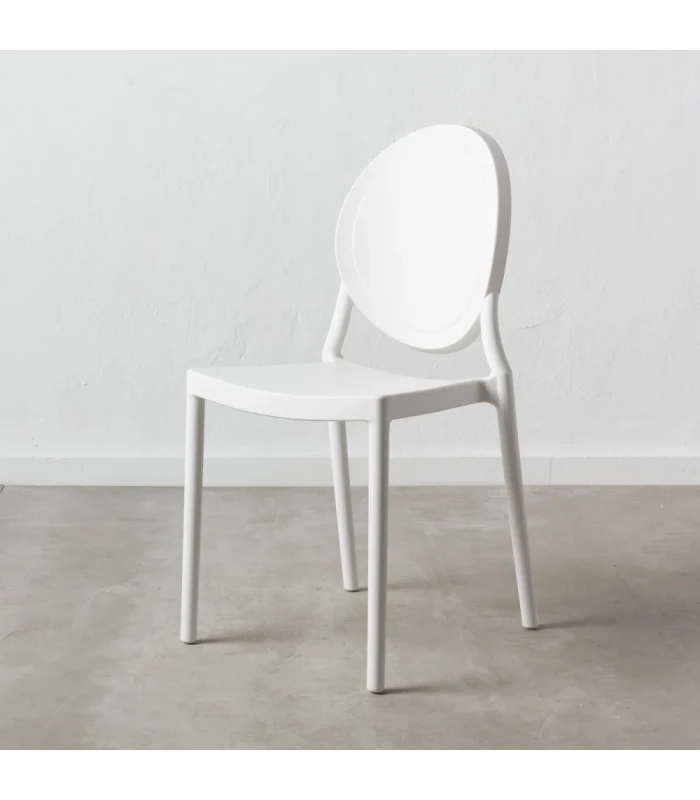 Lot De 4 Chaises Médaillon Empilables Blanc 2 Lot De 4 Chaises Médaillon Empilables Blanc – Image 2