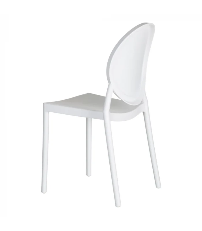 Lot De 4 Chaises Médaillon Empilables Blanc 4 Lot De 4 Chaises Médaillon Empilables Blanc – Image 4
