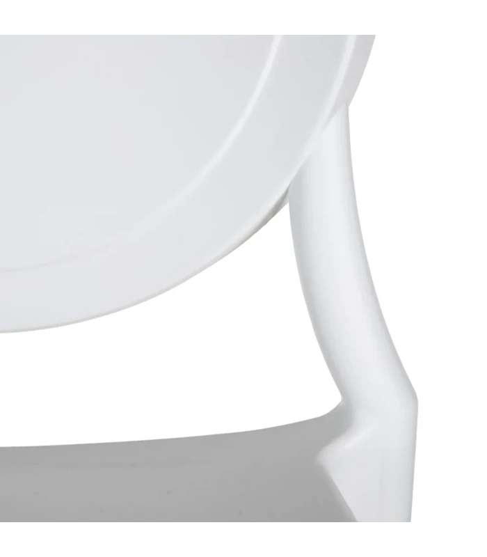 Lot De 4 Chaises Médaillon Empilables Blanc 5 Lot De 4 Chaises Médaillon Empilables Blanc – Image 5