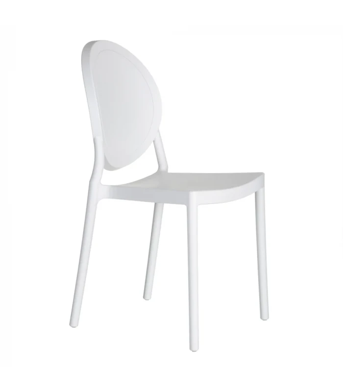 Lot De 4 Chaises Médaillon Empilables Blanc 1 Lot De 4 Chaises Médaillon Empilables Blanc