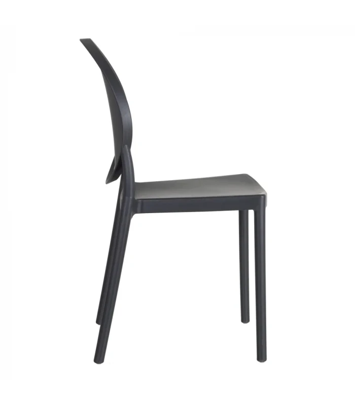 Lot De 4 Chaises Médaillon Empilables Gris Foncé 3 Lot De 4 Chaises Médaillon Empilables Gris Foncé – Image 3