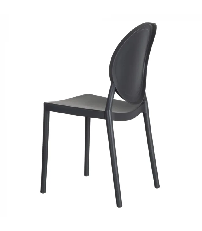 Lot De 4 Chaises Médaillon Empilables Gris Foncé 4 Lot De 4 Chaises Médaillon Empilables Gris Foncé – Image 4