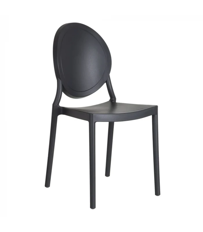 Lot De 4 Chaises Médaillon Empilables Gris Foncé 1 Lot De 4 Chaises Médaillon Empilables Gris Foncé