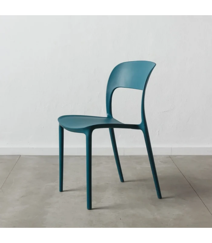 Lot De 4 Chaises Sole Empilables Bleu 2 Lot De 4 Chaises Sole Empilables Bleu – Image 2