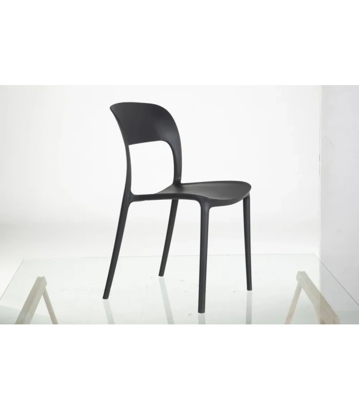Lot De 4 Chaises Sole Empilables Gris Foncé 2 Lot De 4 Chaises Sole Empilables Gris Foncé – Image 2
