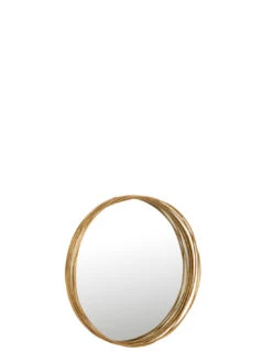 Miroir Aurora Rond En Fer/Verre Doré Petit