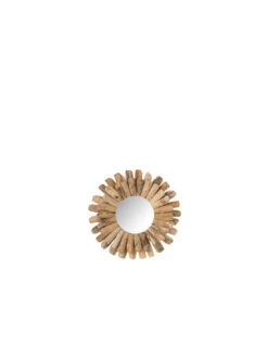 Miroir Rond En Bois Flotté Naturel Petit
