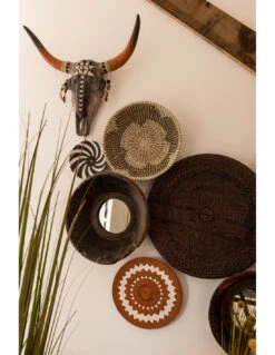 Miroir Rond En Bois Recyclé De Forme Bol Marron -Magasin De Meubles De Qualité miroir rond en bois recycle de forme bol marron 2