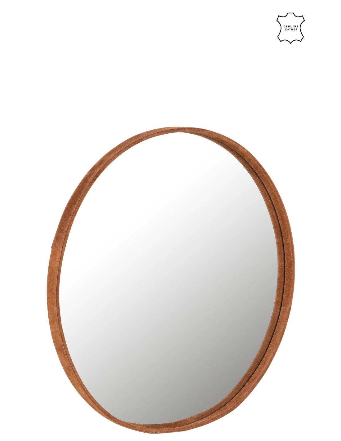 Miroir Rond En Cuir Cognac Grand 1 Miroir Rond En Cuir Cognac Grand