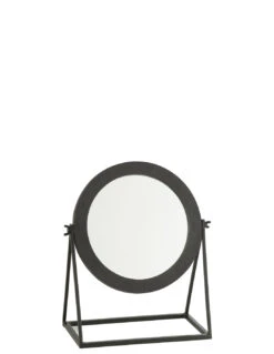 Miroir Rond Sur Pied En Métal Noir