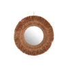 Miroir Suspendu Rond En Jonc De Raphia Marron