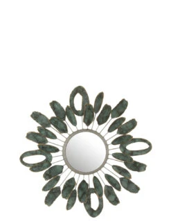 Morceaux De Miroir Ovale En Métal Doré/vert