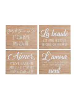 Panneau Horizontal En Bois Naturel Avec Texte Blanc Assorti De 4