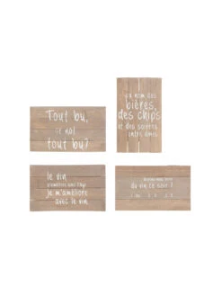 Panneaux Drôles Vin Bois Naturel Assortiment De 4