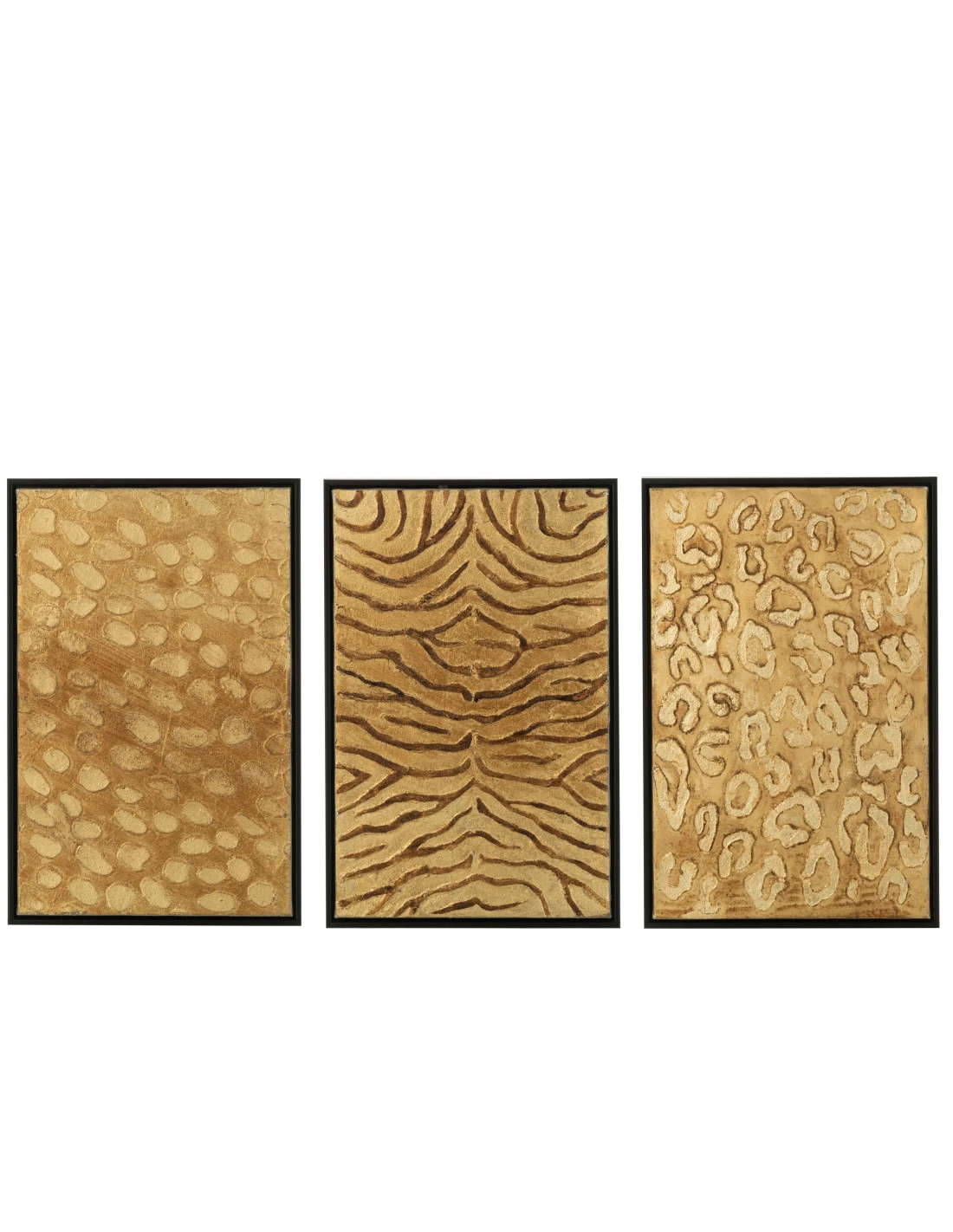 Peinture Animal Impression Bois/Toile Noir/Or Assortiment De Trois 1 Peinture Animal Impression Bois/Toile Noir/Or Assortiment De Trois