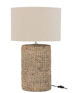 Pied De Lampe + Abat-jour En Tresse épaisse En Béton/coton Naturel L
