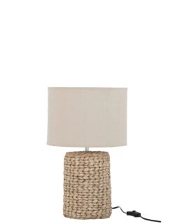 Pied De Lampe + Abat-jour En Tresse épaisse En Béton/coton Naturel S