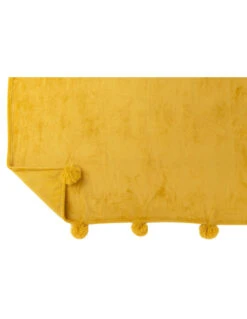 Plaid à Pompons En Polyester Ocre 6 Plaid à Pompons En Polyester Ocre -Magasin De Meubles De Qualité plaid a pompons en polyester ocrej line 2