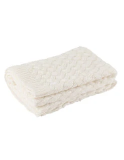 Plaid Tricoté En Acrylique Blanc