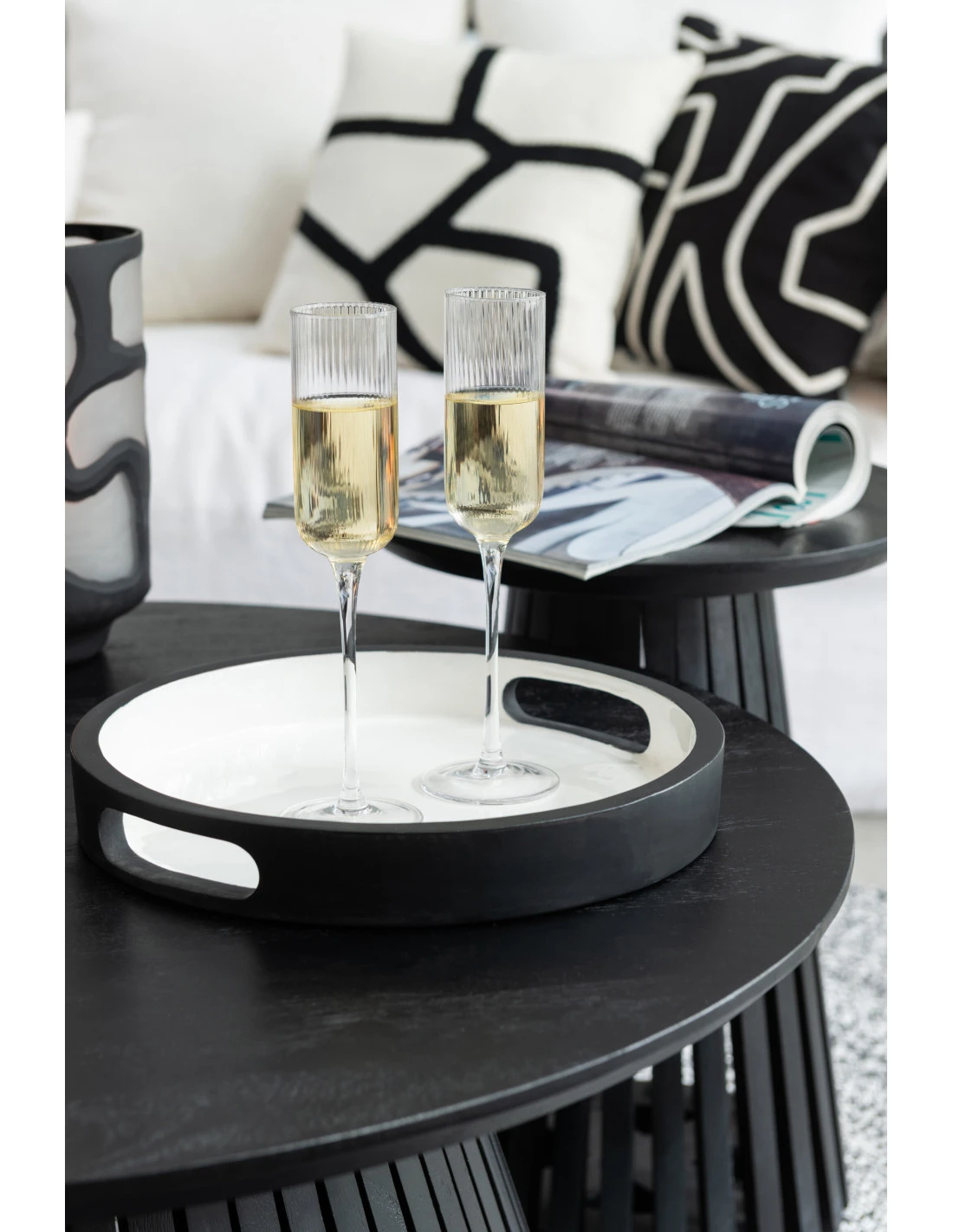 Plateau En Bois Assorti Noir/blanc De 2 2 Plateau En Bois Assorti Noir/blanc De 2 – Image 2