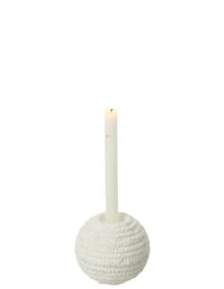 Porte-bougie Creta Rond En Ciment Blanc Petit